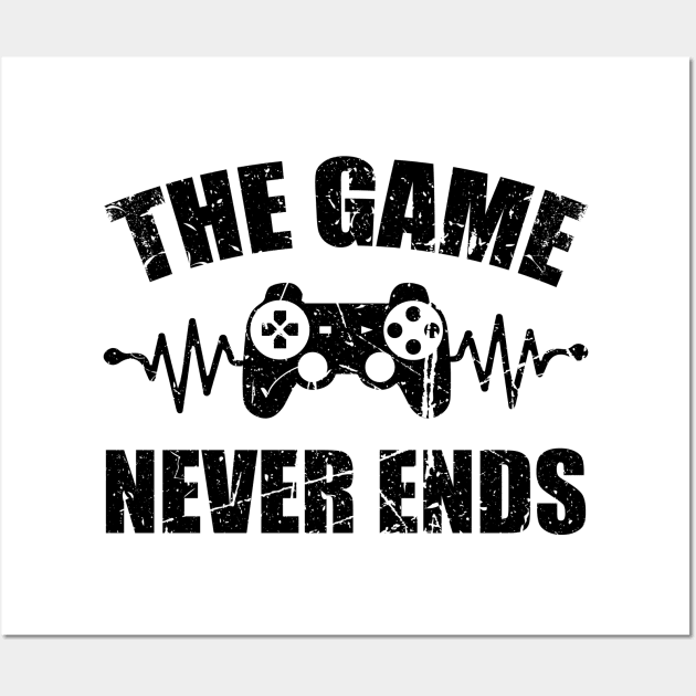 game never ends heartbeat controller gamer quote gaming Wall Art by jodotodesign